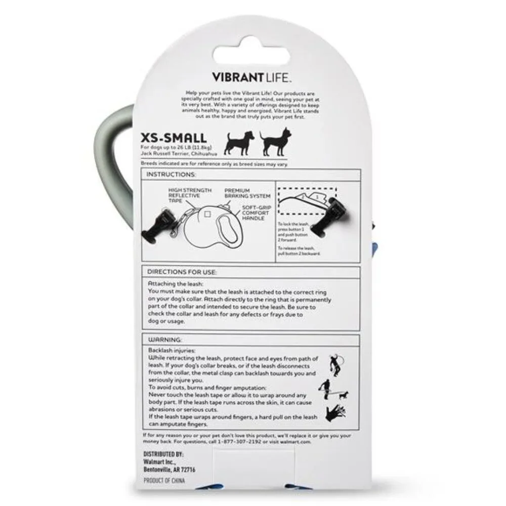 13' Heavy Duty Nylon Reflective Retractable Dog Leash, Black, XS/S Small Dog - Picture 5 of 5